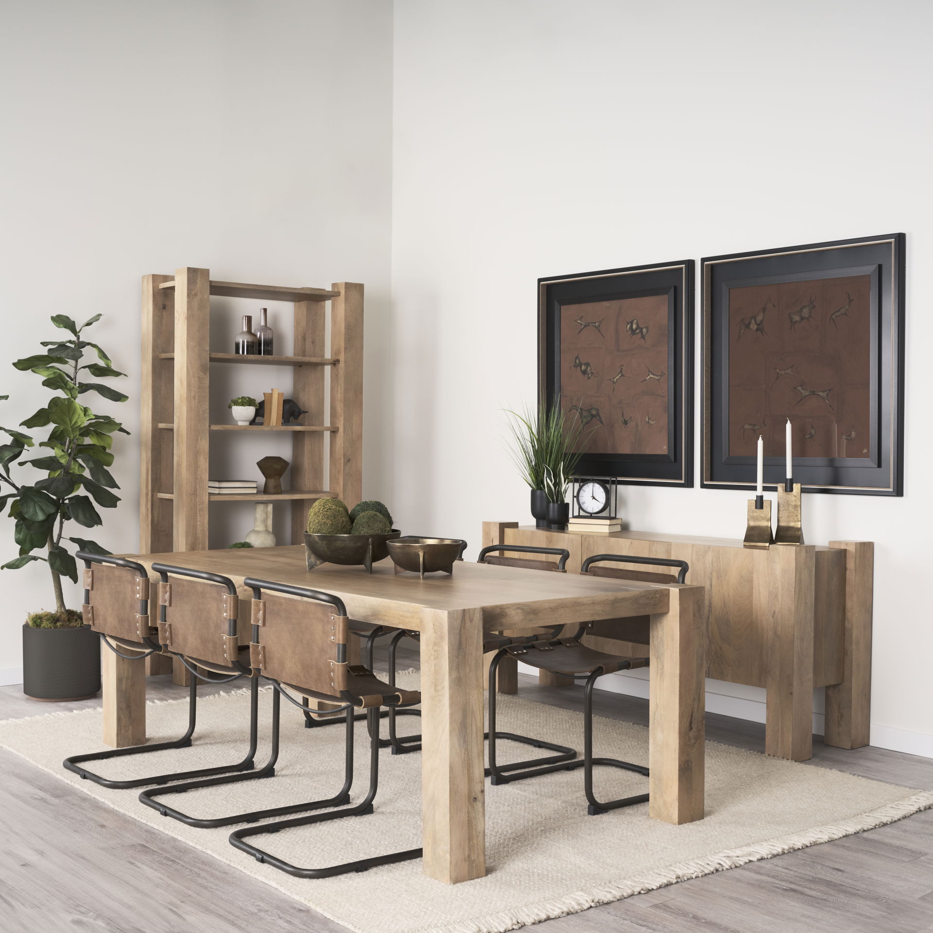 Beth Light Brown Wood with 3 Doors Sideboard large image 