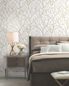 Trees Silhouette White & Gold Wallpaper thumbnail 6