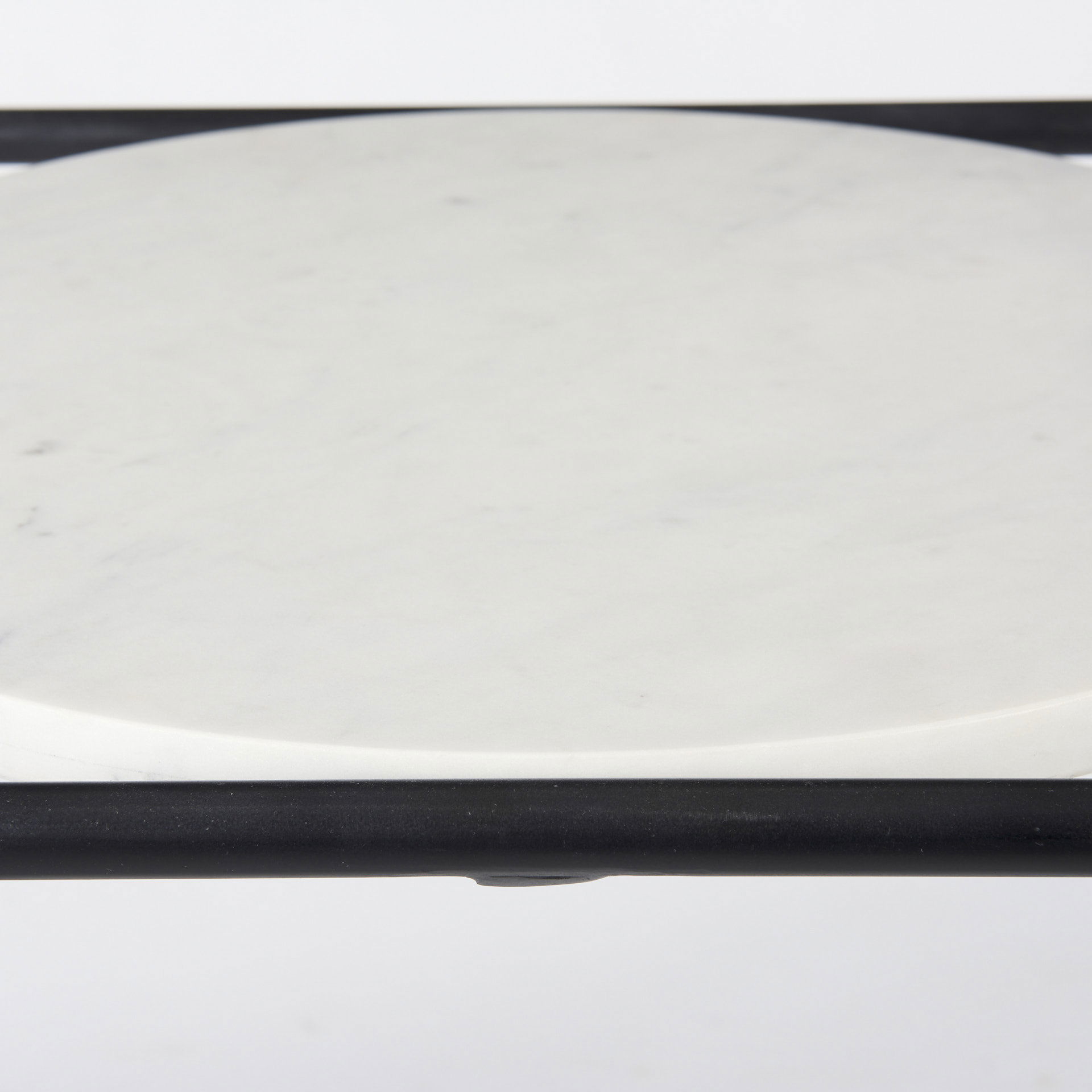 Austen 20L x 20W x 22H Round White Marble Top with Black Metal Frame Side Table large image 