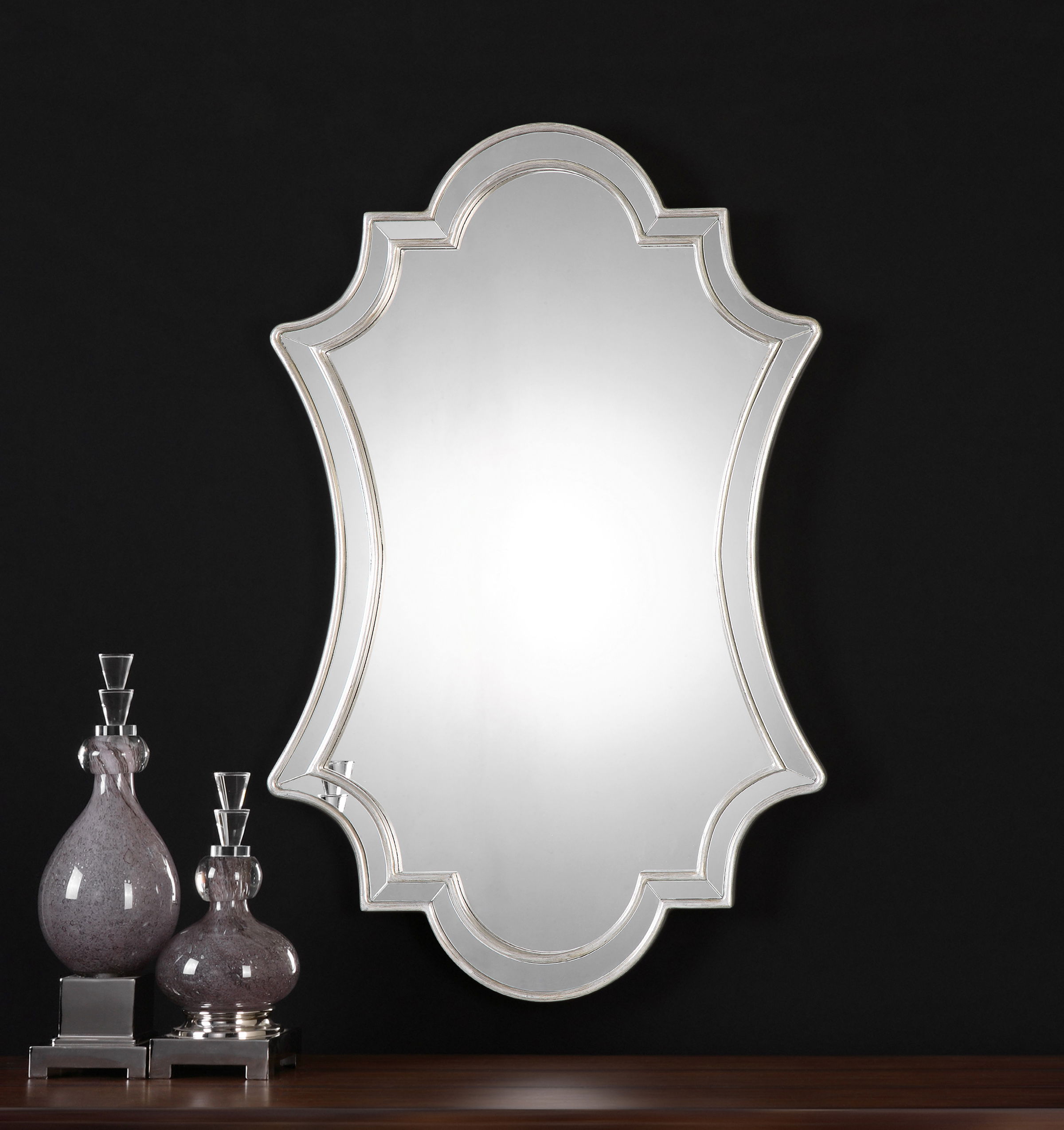 Elara Antiqued Silver Wall Mirror large image 