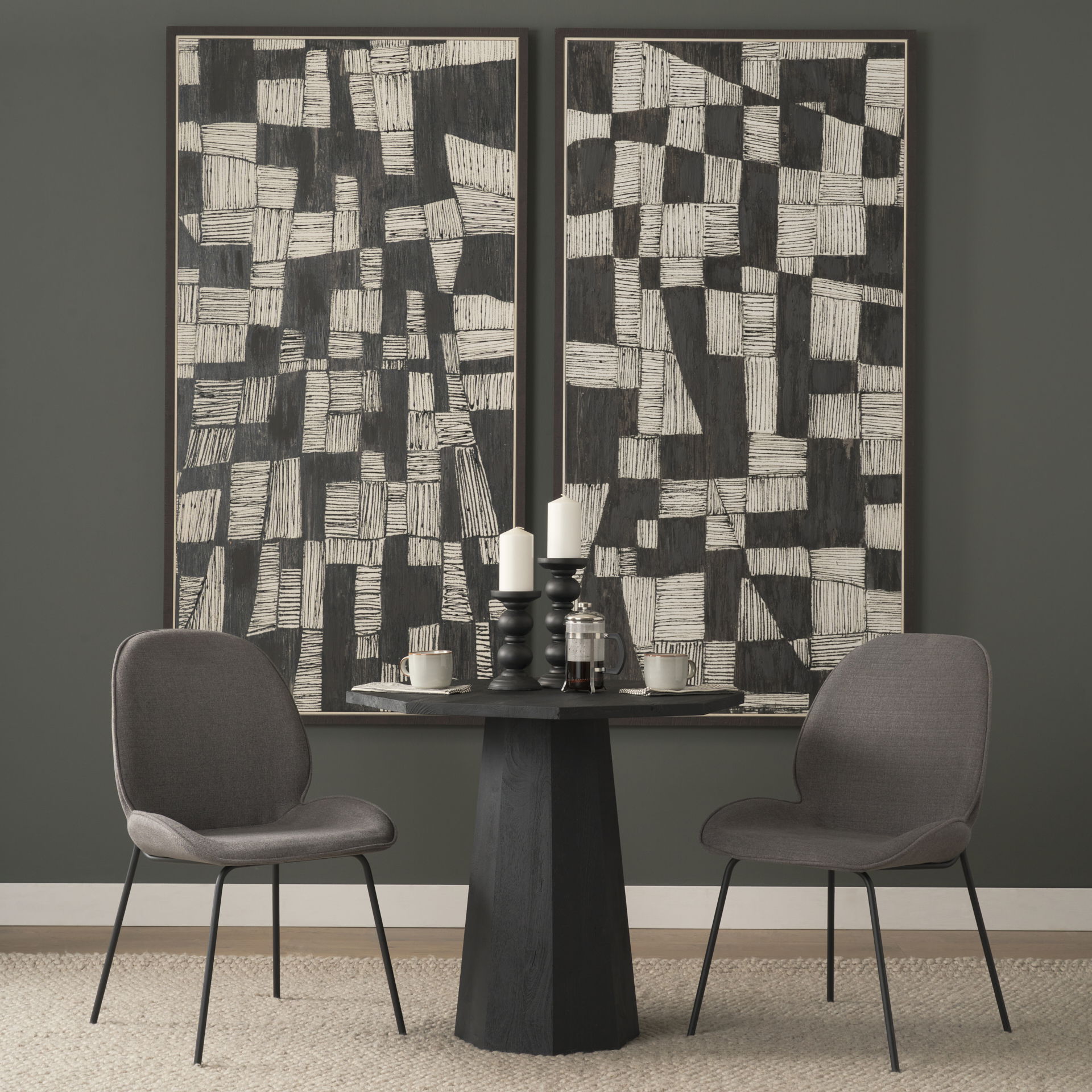 Inala Grey Seat Metal Frame Dining Chair, by Mercana, 21.26" length x 25.59" width x 34.25" height View 3