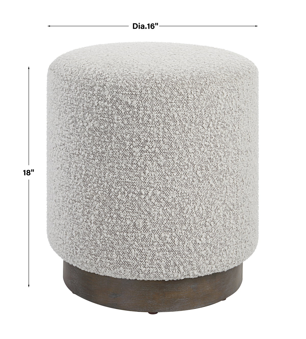 Avila Light Gray Ottoman, by Uttermost, 16" width x 18" height x 16" depth View 3