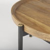 Marquisa 34.25' Round Small Brown Wood with Black Metal Coffee Table, by Mercana, 34.25" length x 34.25" width x 16.5" height thumbnail 6