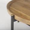 Marquisa 34.25' Round Small Brown Wood with Black Metal Coffee Table, by Mercana, 34.25" length x 34.25" width x 16.5" height thumbnail 8