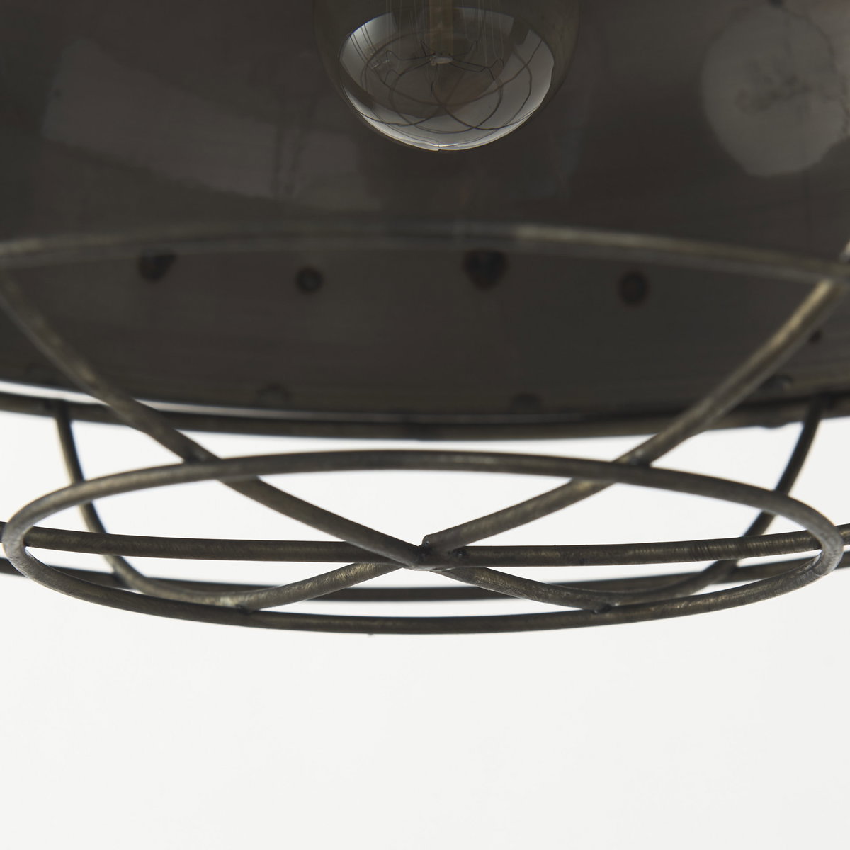 Zaio 12.5Lx 12.5W x 18.5H Weathered Antique Gold Metal Caged Bulb Pendant Light, by Mercana, 12.5" length x 12.5" width x 18.5" height View 12