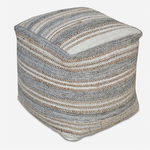 Mesick Handwoven Gray Pouf