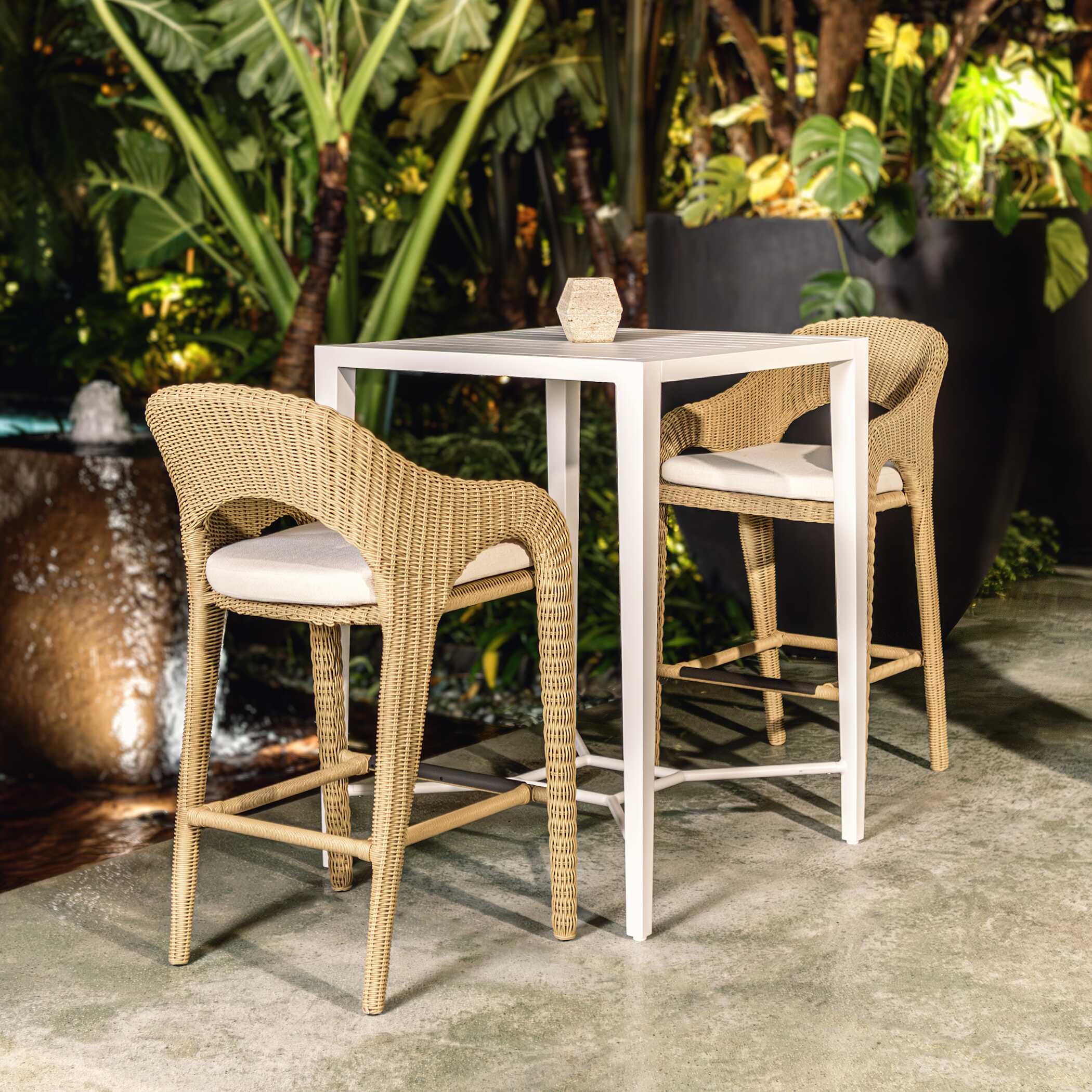 Montellano White Outdoor Bar Table, Furniture by Uttermost, 32" width x 42.25" height x 32" depth View 4