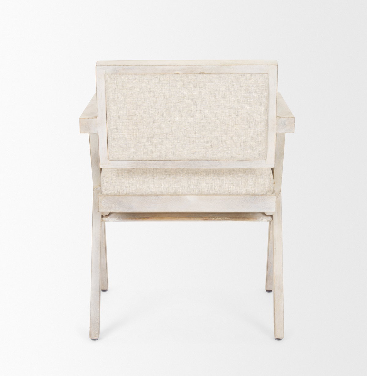 Topanga Open Back Dining Arm Chair | Cream Fabric with Blonde Wooden, Dining Chair by Mercana, 23" length x 23.25" width x 31.89" height View 6