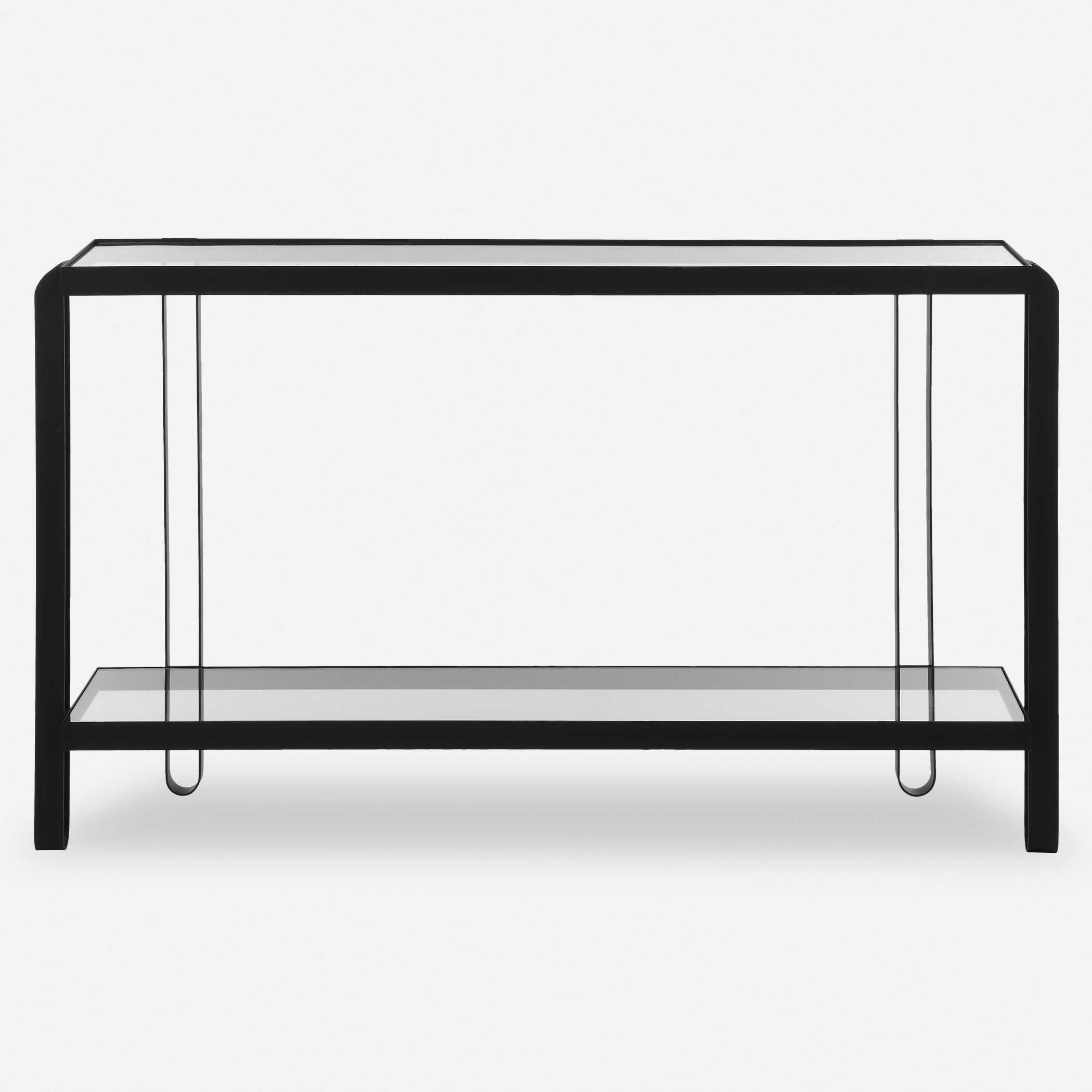 Shadow Black Iron Console Table, Furniture by Uttermost, 55.25" width x 32.25" height x 13.62" depth View 1