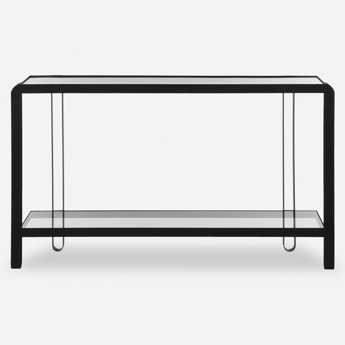 Shadow Black Iron Console Table, by Uttermost, 55.25" width x 32.25" height x 13.62" depth View 1