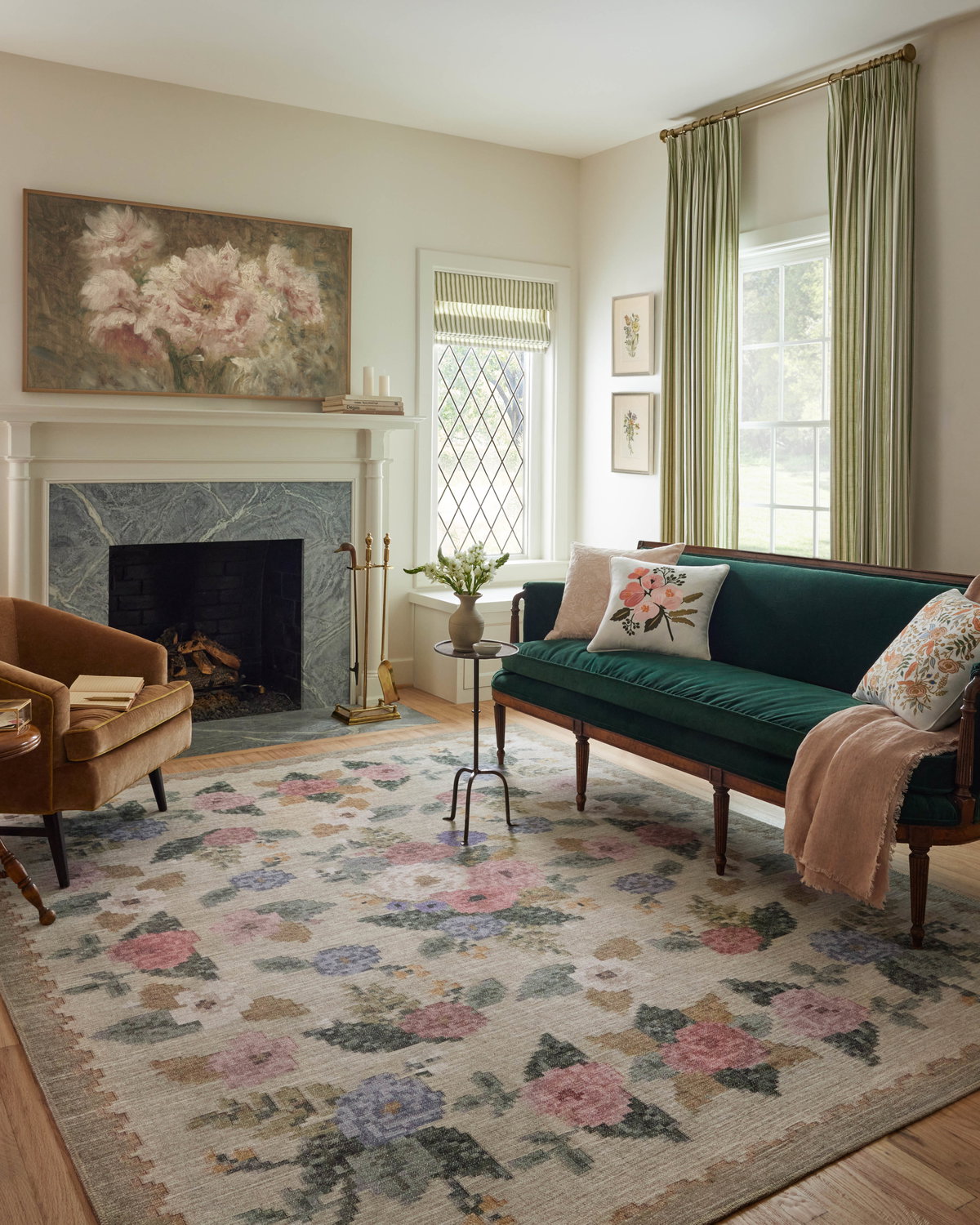 Rifle Paper Co. x Loloi Rosa Rug, 1'6" length x 1'6" width View 2