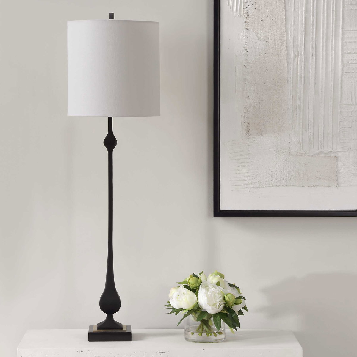Hightower Black Buffet Lamp, by Uttermost, 11" width x 3'2" height x 11" depth View 4