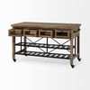 Stuart I Brown Solid Wood Top Two-Tier Black Metal Rolling Kitchen Island thumbnail 7