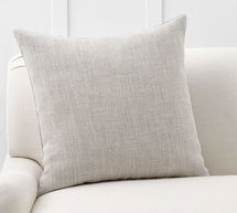 Online Designer Living Room Belgian Linen Pillow & Down Alternative Insert Bundle, 24", Dark Flax