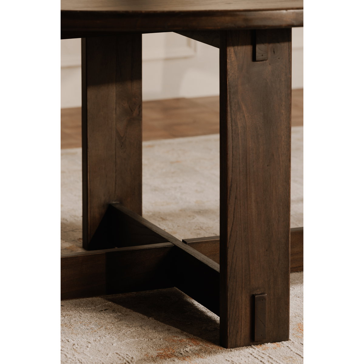 Glenn Round Dining Table Dark Brown, by Moe's Home, 60" width x 30" height x 60" depth View 7