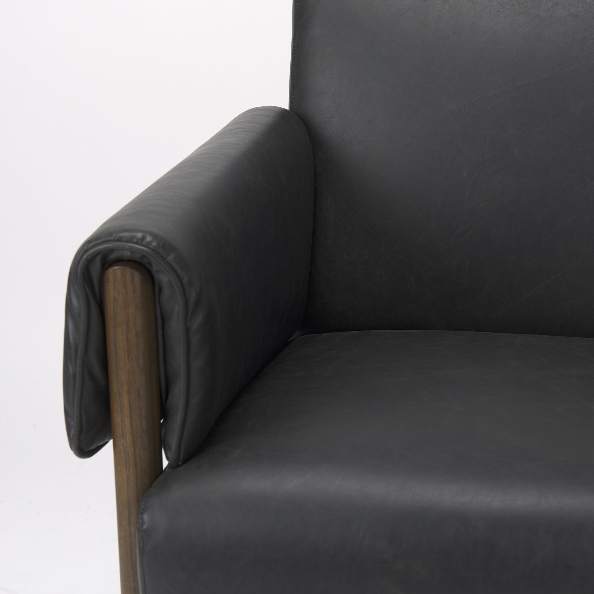 Ashton Black Faux Leather Fabric with Dark Brown Wood Accent Chair large image 