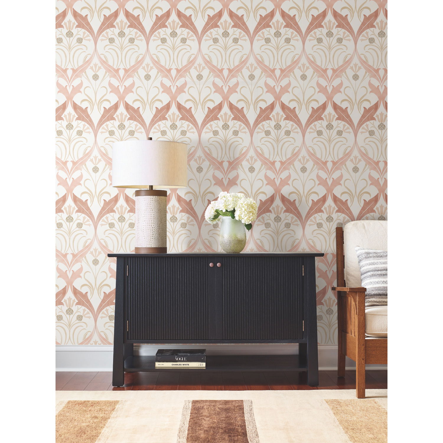 Pine Cone Ribbon Blush Wallpaper large image 