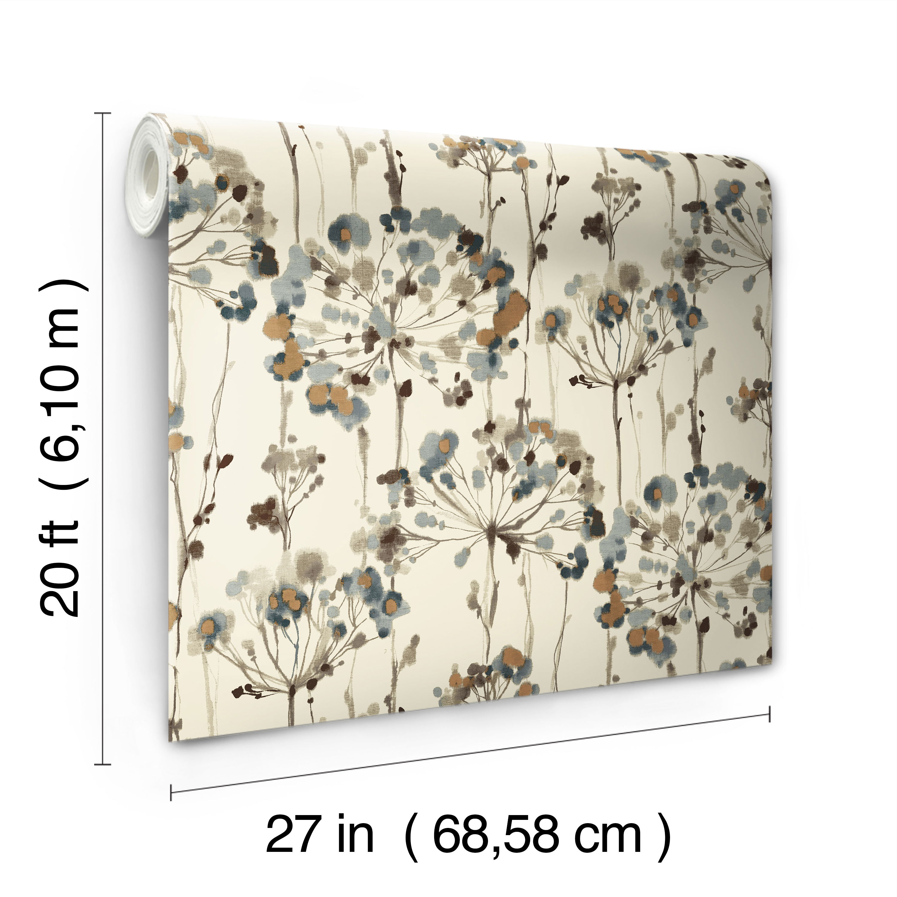 Flourish Teal Peel & Stick Wallpaper large image 