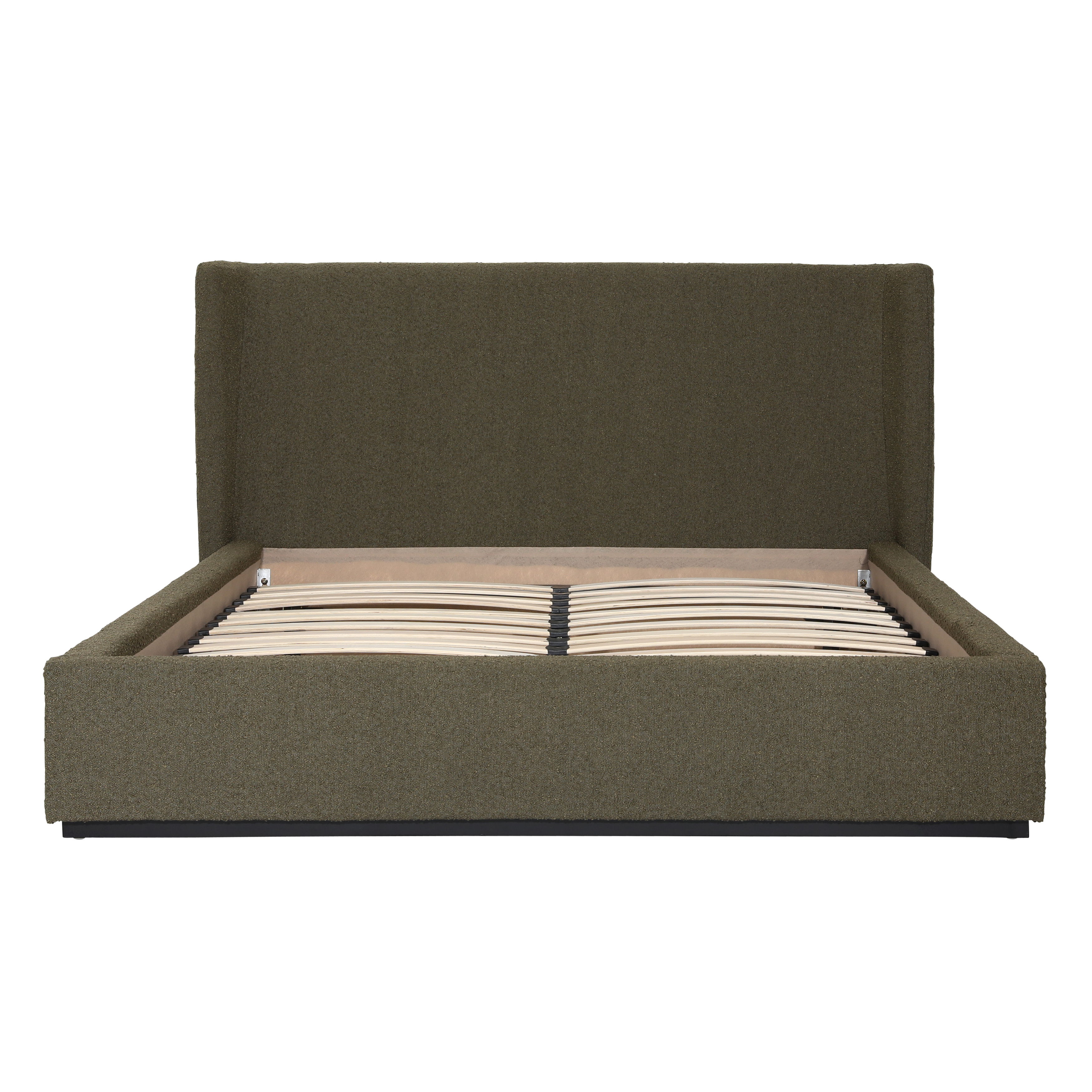 Tobias Bed Queen Olive, by Dovetail, 73" width x 39.75" height x 90.5" depth View 2