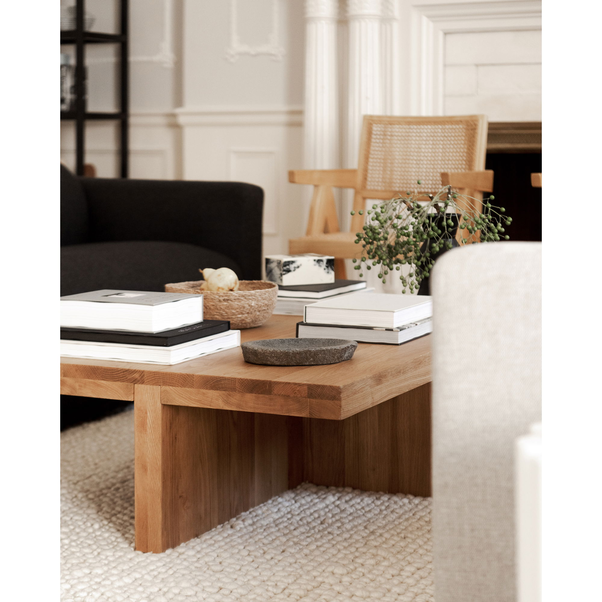 Folke Rectangular Coffee Table Natural, by Moe's Home, 50" width x 13.5" height x 31" depth View 5