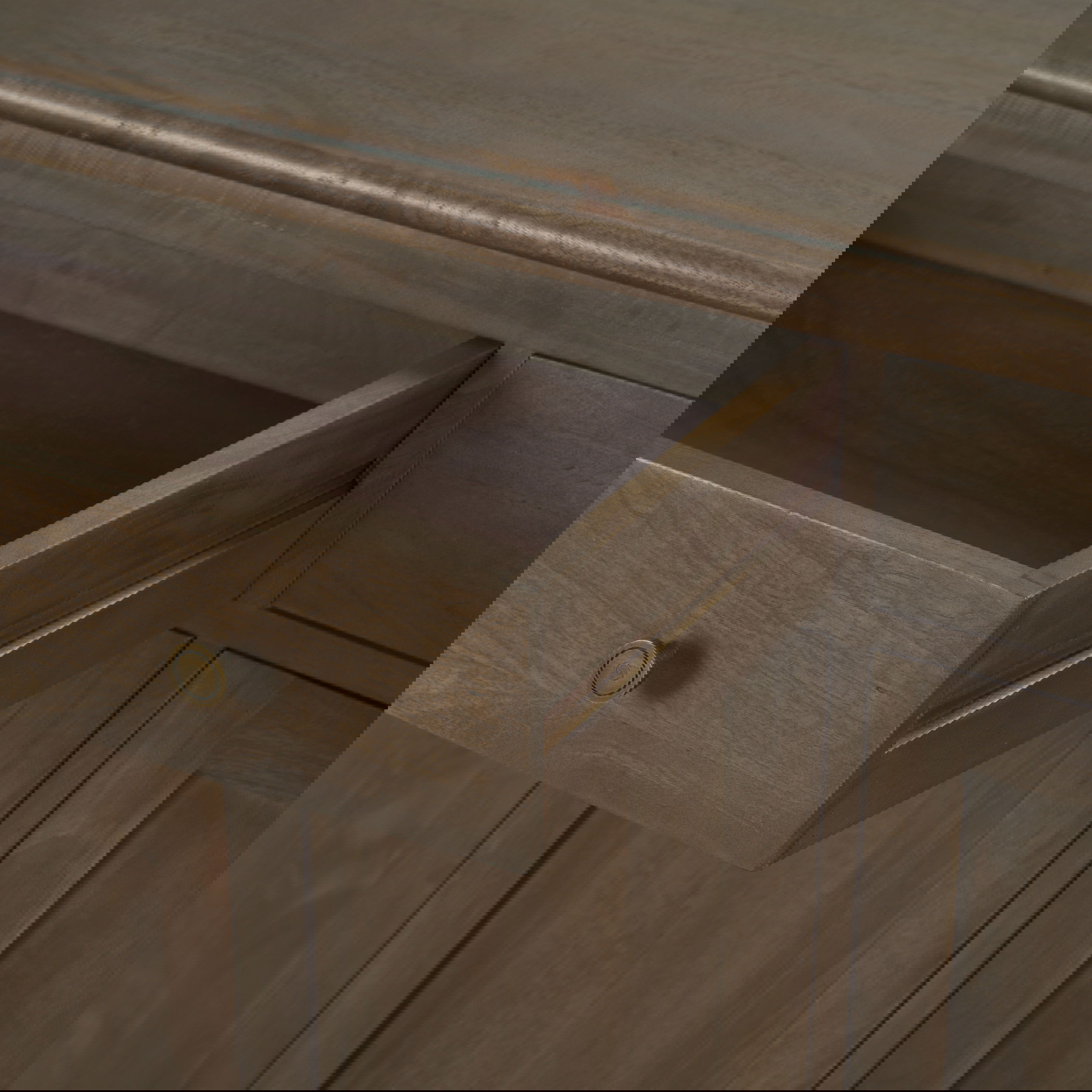 Baron Dark Brown Solid Wood with Antiqued Aged Brass Knobs 3-Drawer 6-Door Sideboard, Sideboards & Buffet by Mercana, 81.75" length x 19" width x 36" height View 11