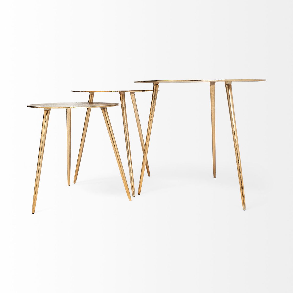 Reva III (Small) 16L x 16W Gold Round Top Cast Aluminum Accent Table, Side & End Table by Mercana, 16.25" length x 16.25" width x 17" height View 6