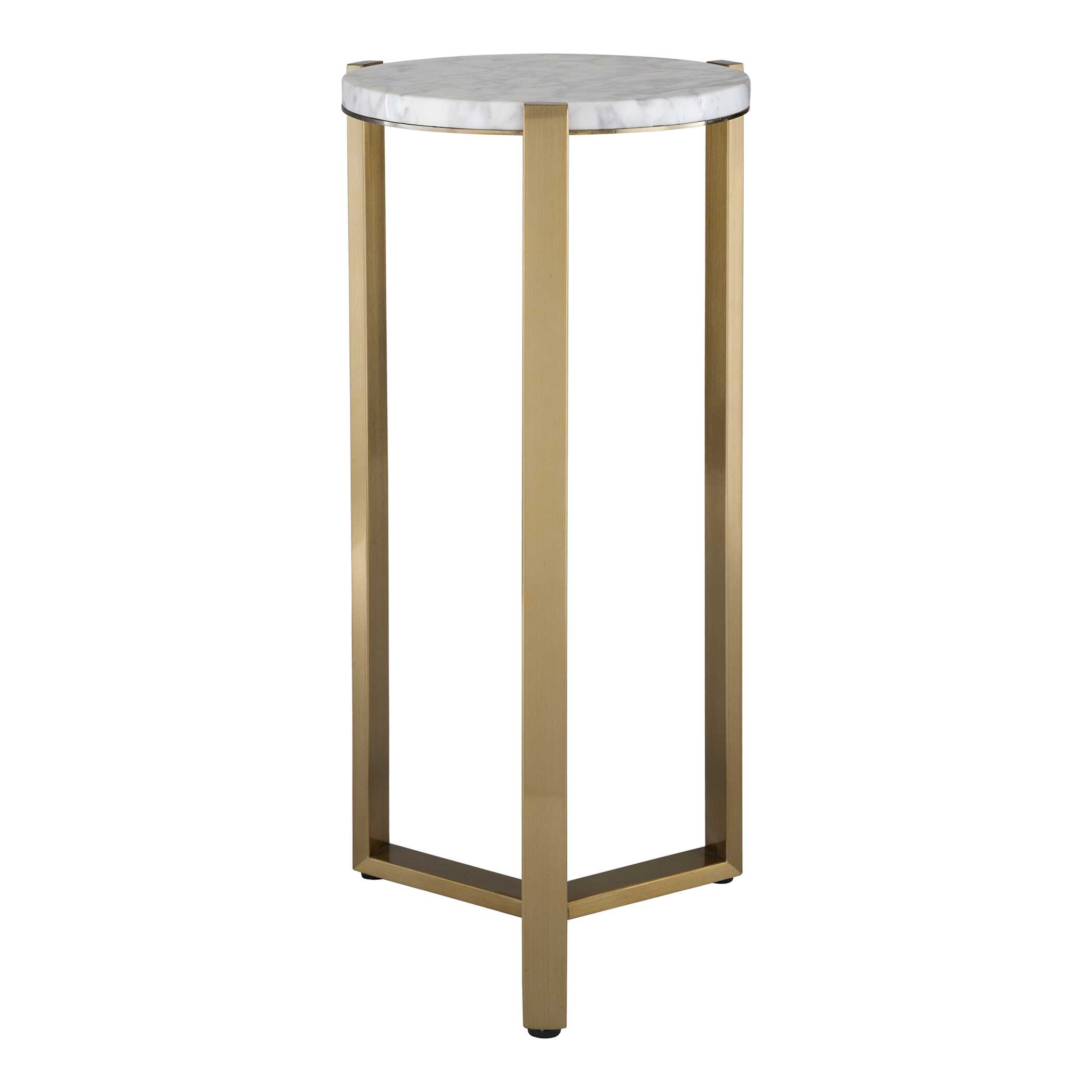 Pietra Carrara Marble Drink Table, Furniture by Uttermost, 10.62" width x 23" height x 10.12" depth View 4