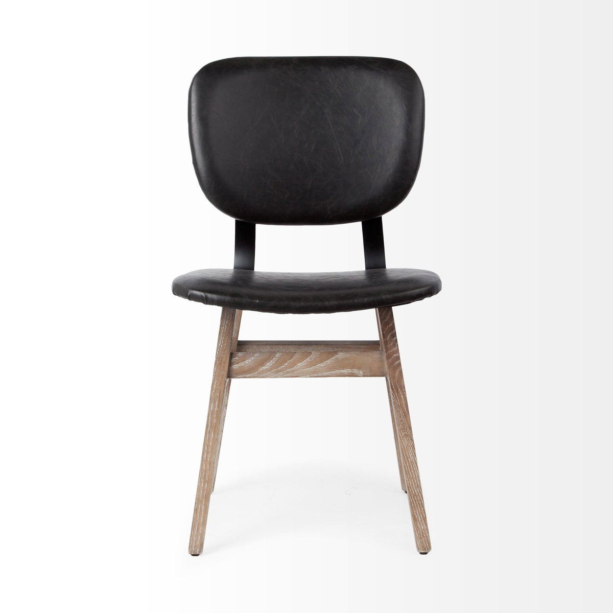 Haden Open Back Dining Side Chair | Black Faux Leather with Iron, Dining Chair by Mercana, 18.5" length x 21.5" width x 32.25" height View 6