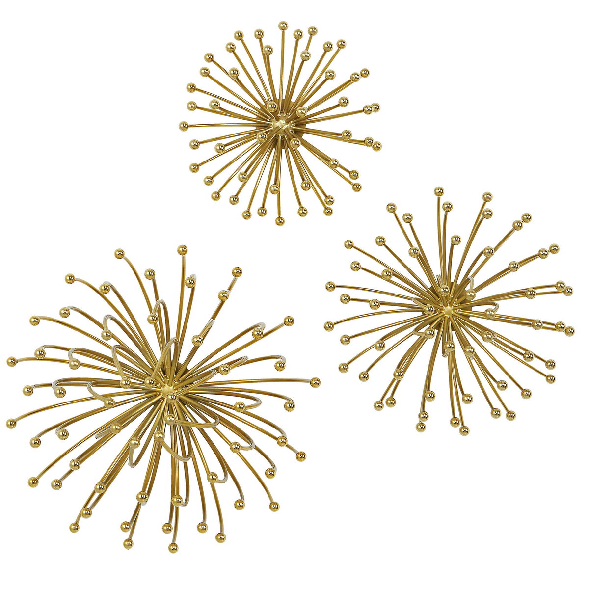 Aga Gold Metal Wall Decor Set/3, Art by Uttermost, 11.25" width x 7.5" height x 11.25" depth View 1