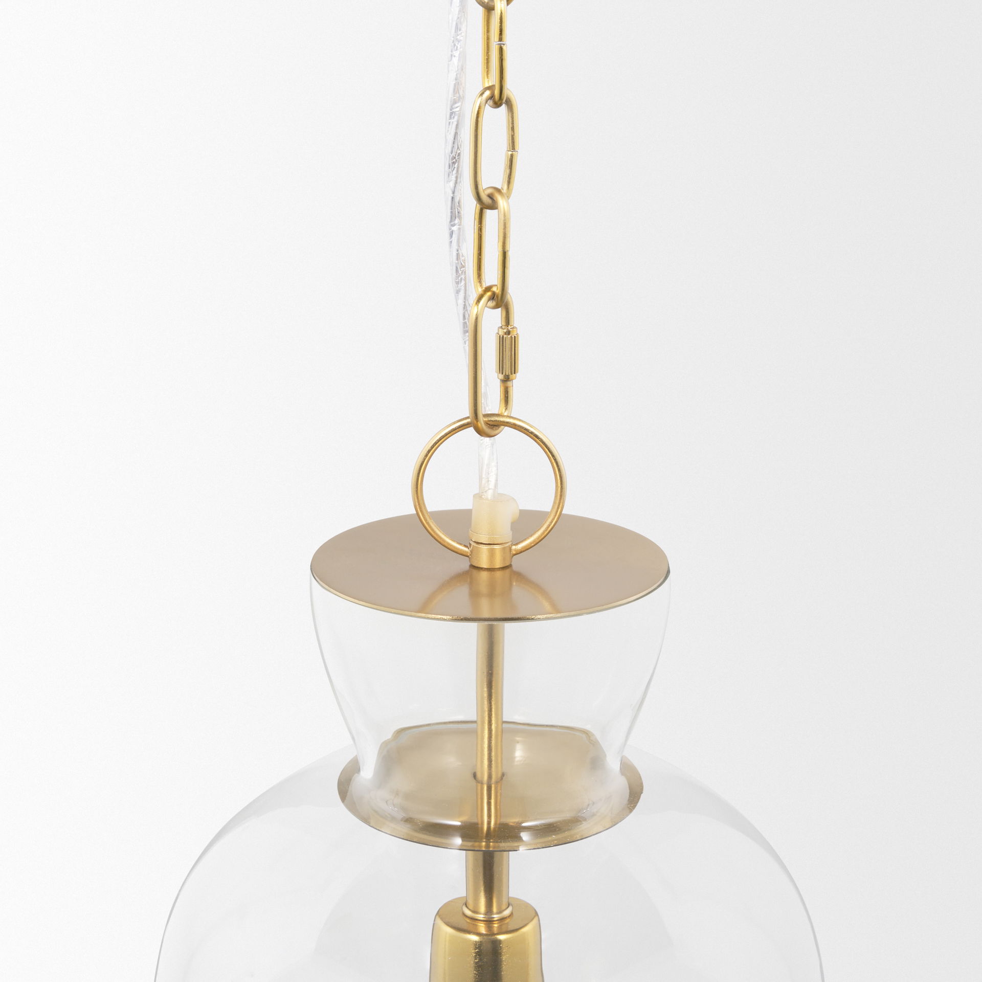 Sadah Tall Clear Blown Glass with Gold Metal Pendant Light large image 