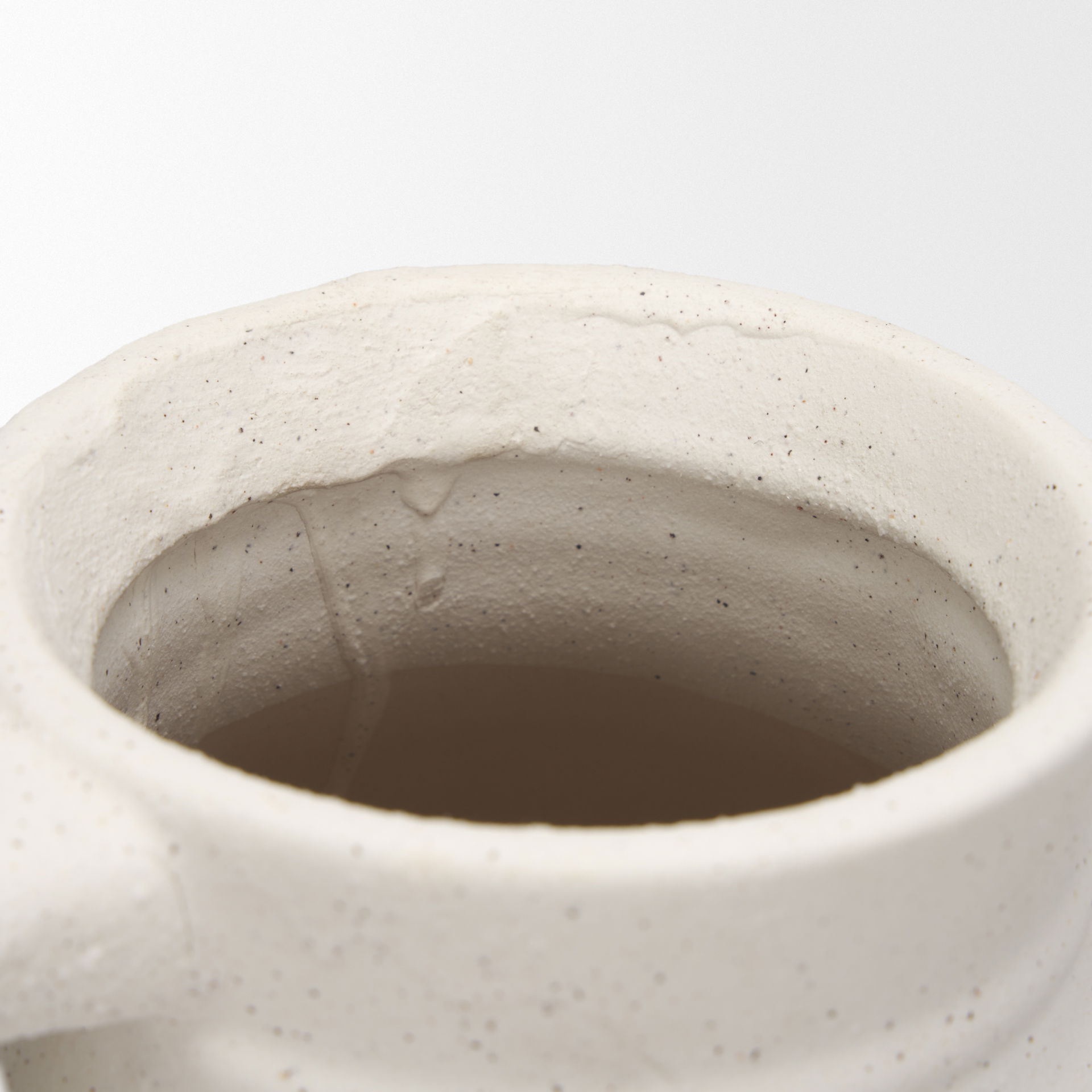 Tyrus Large Textured Matte White with Speckling Ceramic Vase, by Mercana, 9.44" length x 9.05" width x 15.35" height View 9