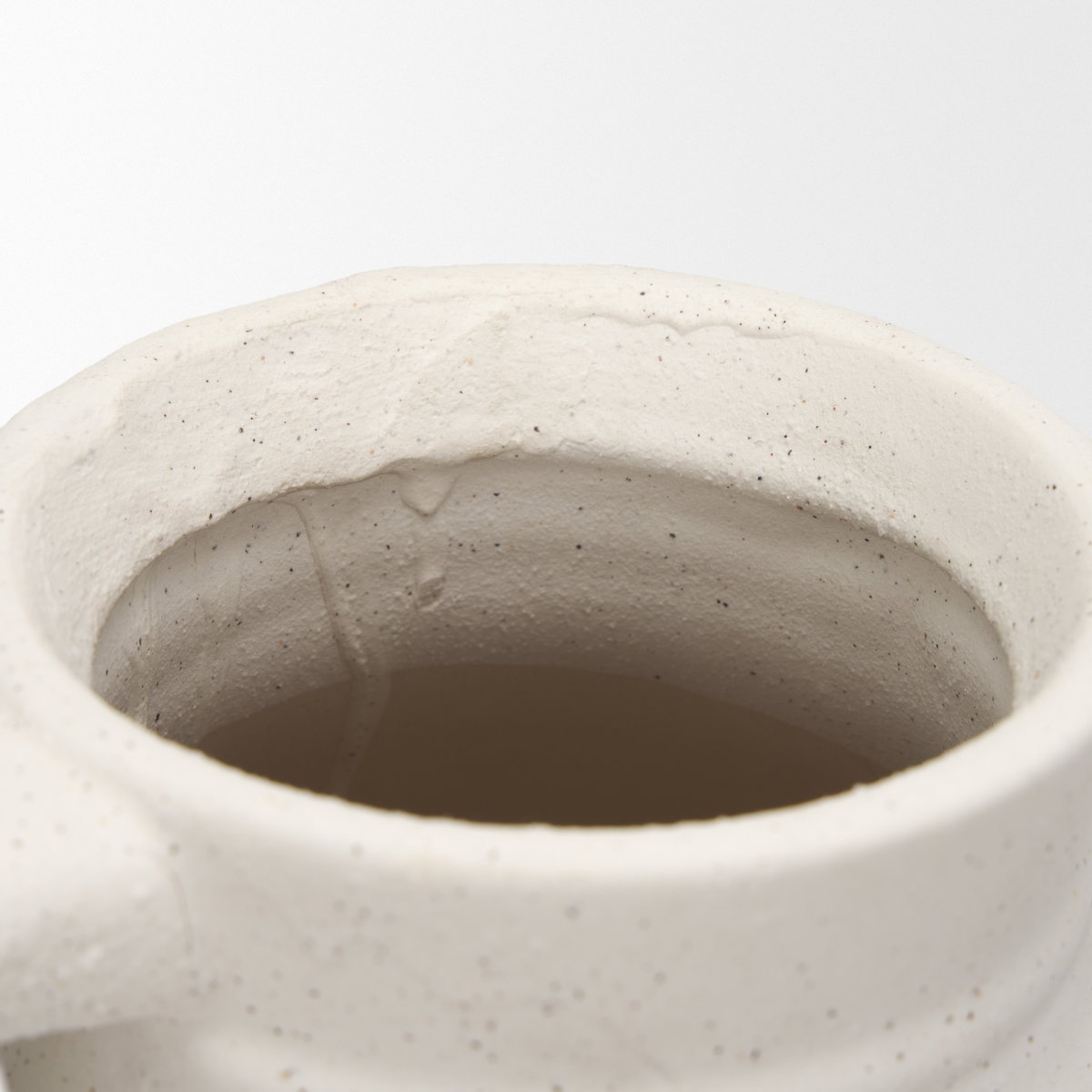 Tyrus Large Textured Matte White with Speckling Ceramic Vase, by Mercana, 9.44" length x 9.05" width x 15.35" height View 9