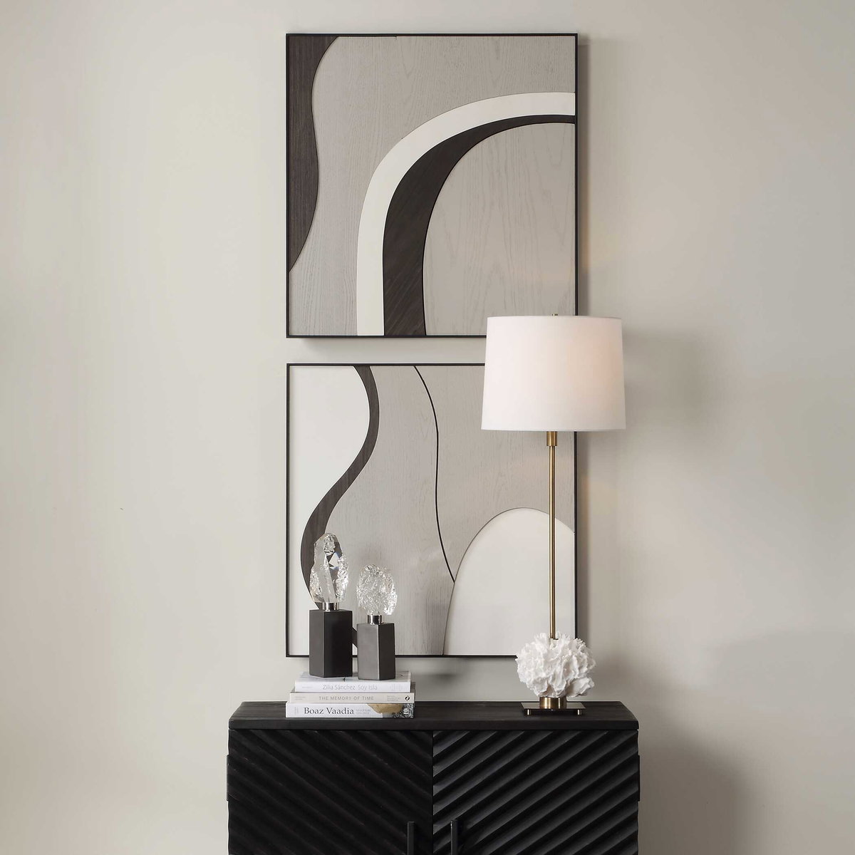 Joel Modern Wood Wall Art Set/2, Sculptural Wall Art by Uttermost, 27.75" width x 27.75" height x 1.37" depth View 2