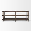Romi Dark Brown Wood with 3 Shelves Oval Console Table thumbnail 3
