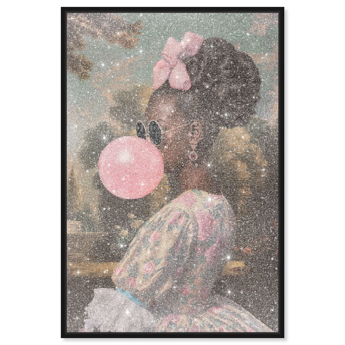 Roses and Rebellion - With Diamond Dust and Glitter (Black Glitter, Diamond Dust), Art by Oliver Gal,  20x30 View 1
