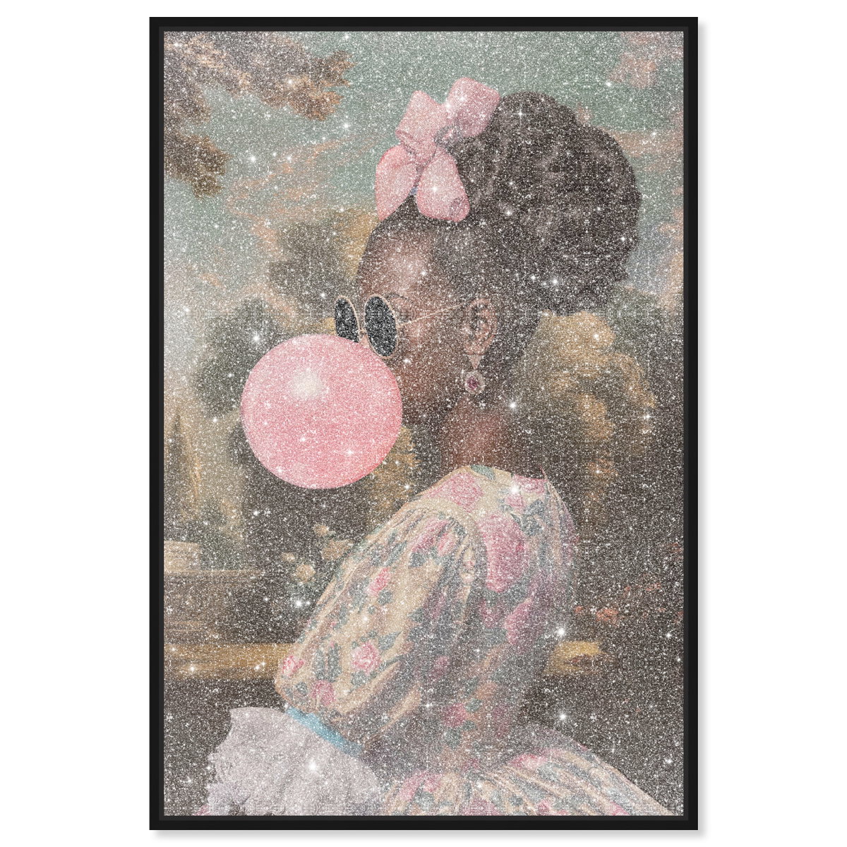 Roses and Rebellion - With Diamond Dust and Glitter (Black Glitter, Diamond Dust), Art by Oliver Gal,  20x30 View 1