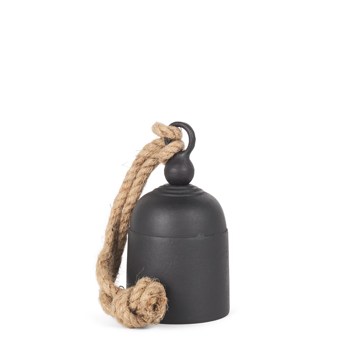 Quincy Small Matte Black Metal Decorative Bell Object, Decorative Object by Mercana, 3.5" length x 3.5" width x 6" height View 1