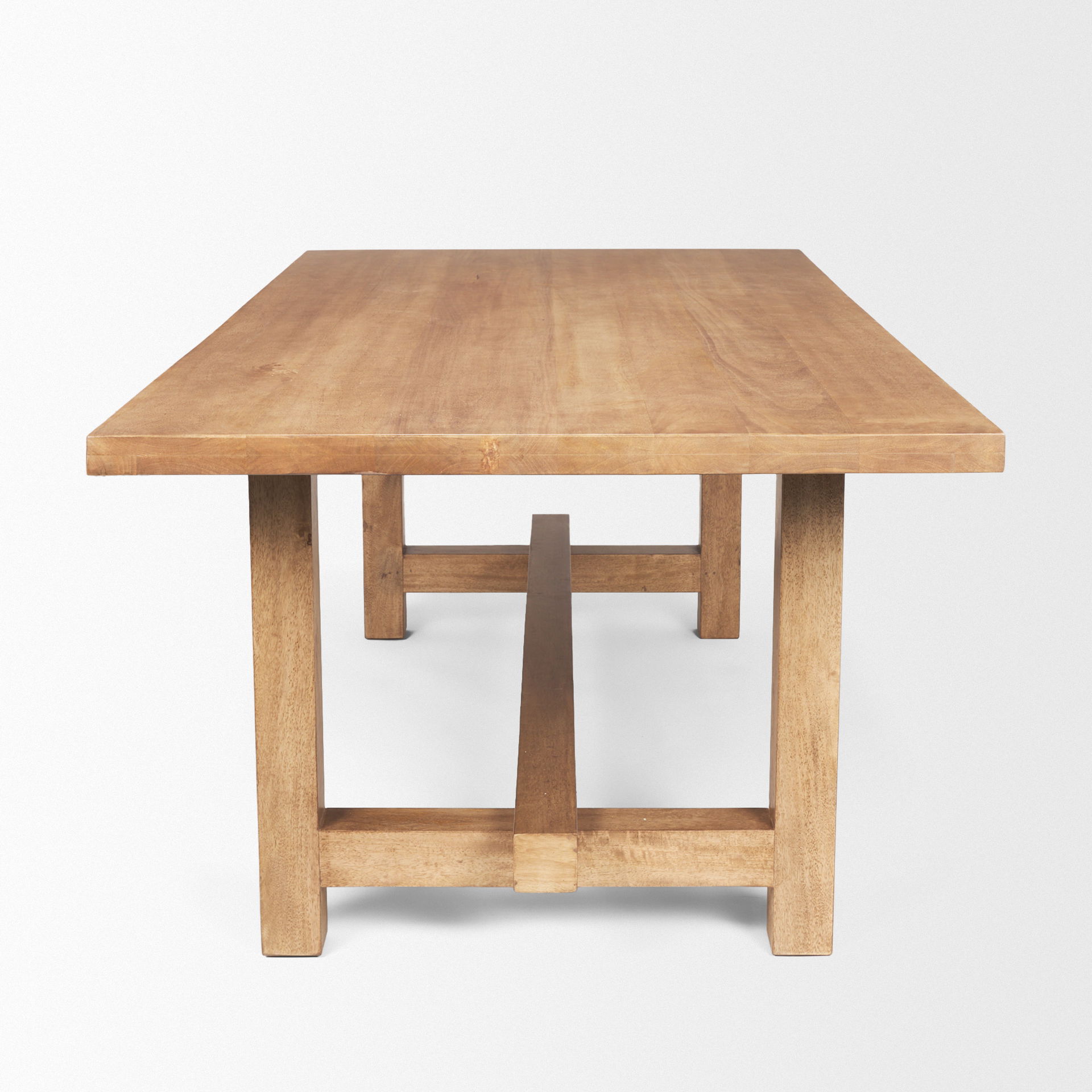 Suke Rectangular Natural Wood Trestle Dining Table large image 