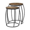Clapp IV (Set of 2) 20L x 20W Brown Round Wood Top with Black Iron Frame Nesting Accent Tables, Side & End Table by Mercana, 20" length x 20" width x 26" height thumbnail 1