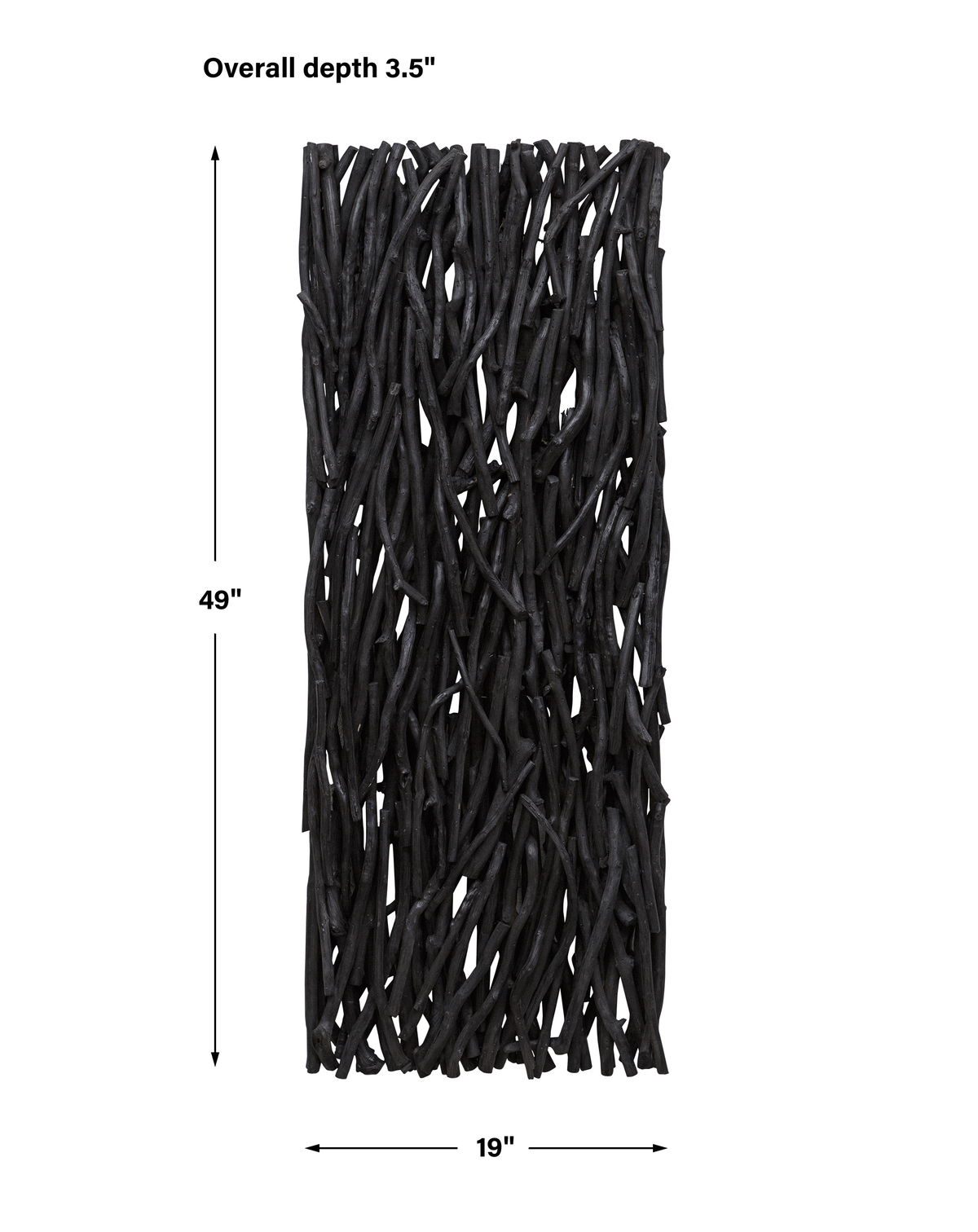 Gathered Teak Black Wood Wall Decor, Art by Uttermost, 19" width x 49" height x 3.5" depth View 3