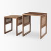 Grier Set of 2 Medium Brown Solid Wood with Cane Nesting Accent Tables thumbnail 4