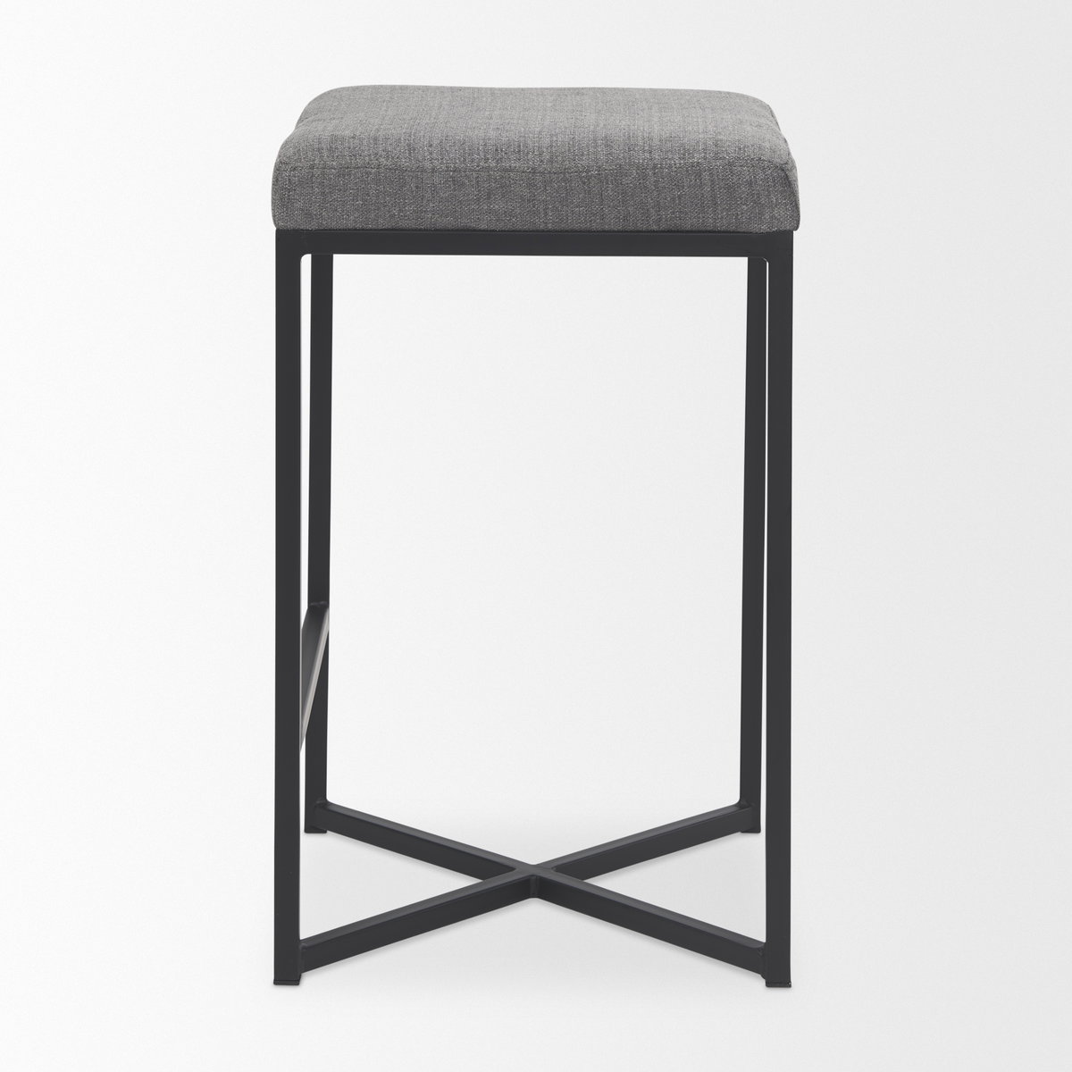 Frodo Backless 26.4in Seat Counter Stool | Gray Fabric with Black Iron, Counter & Bar Stool by Mercana, 16.54" length x 16.54" width x 26.38" height View 5