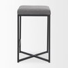Frodo Backless 26.4in Seat Counter Stool | Gray Fabric with Black Iron, Counter & Bar Stool by Mercana, 16.54" length x 16.54" width x 26.38" height thumbnail 5