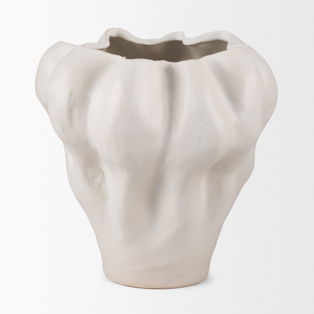 Vanna Sculptural Cream Glazed Ceramic Vase, by Mercana, 11.81" length x 11.61" width x 11.81" height View 4