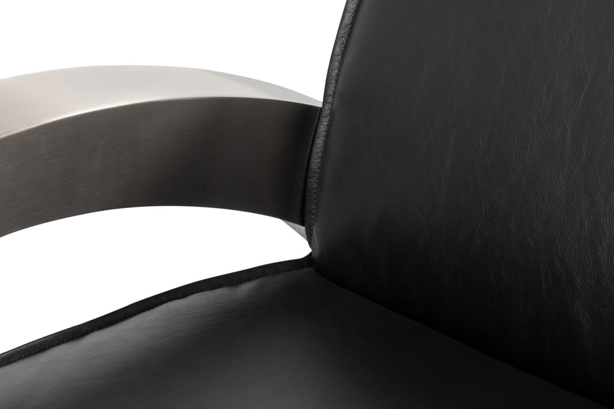 Carlisle Armchair  Leather Onyx Black, by Sarreid, 3'1" length x 2'5" width x 2'6" height View 5