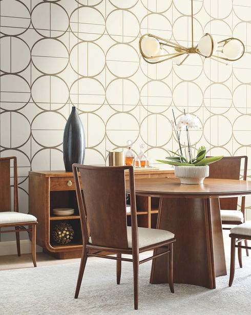 Sun Circles Cream & Gold Wallpaper