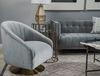 James II Gray Blue Velvet Covered Seat w Gold Swivel Base Accent Chair thumbnail 2