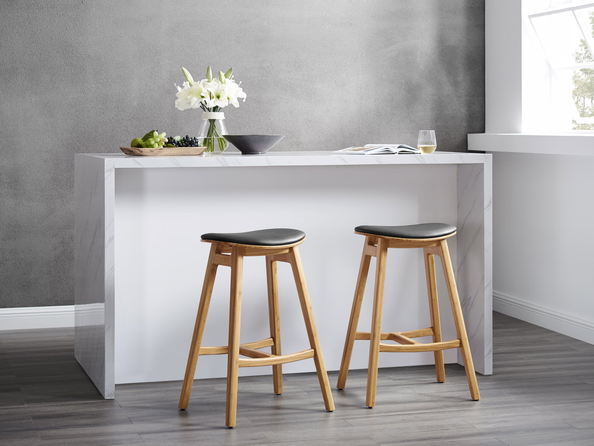 Skol Counter Height Stool With Leather Seat, Caramelized, (Set of 2), Counter & Bar Stool by Greenington, 15.75" length x 20" width x 27.75" height View 4