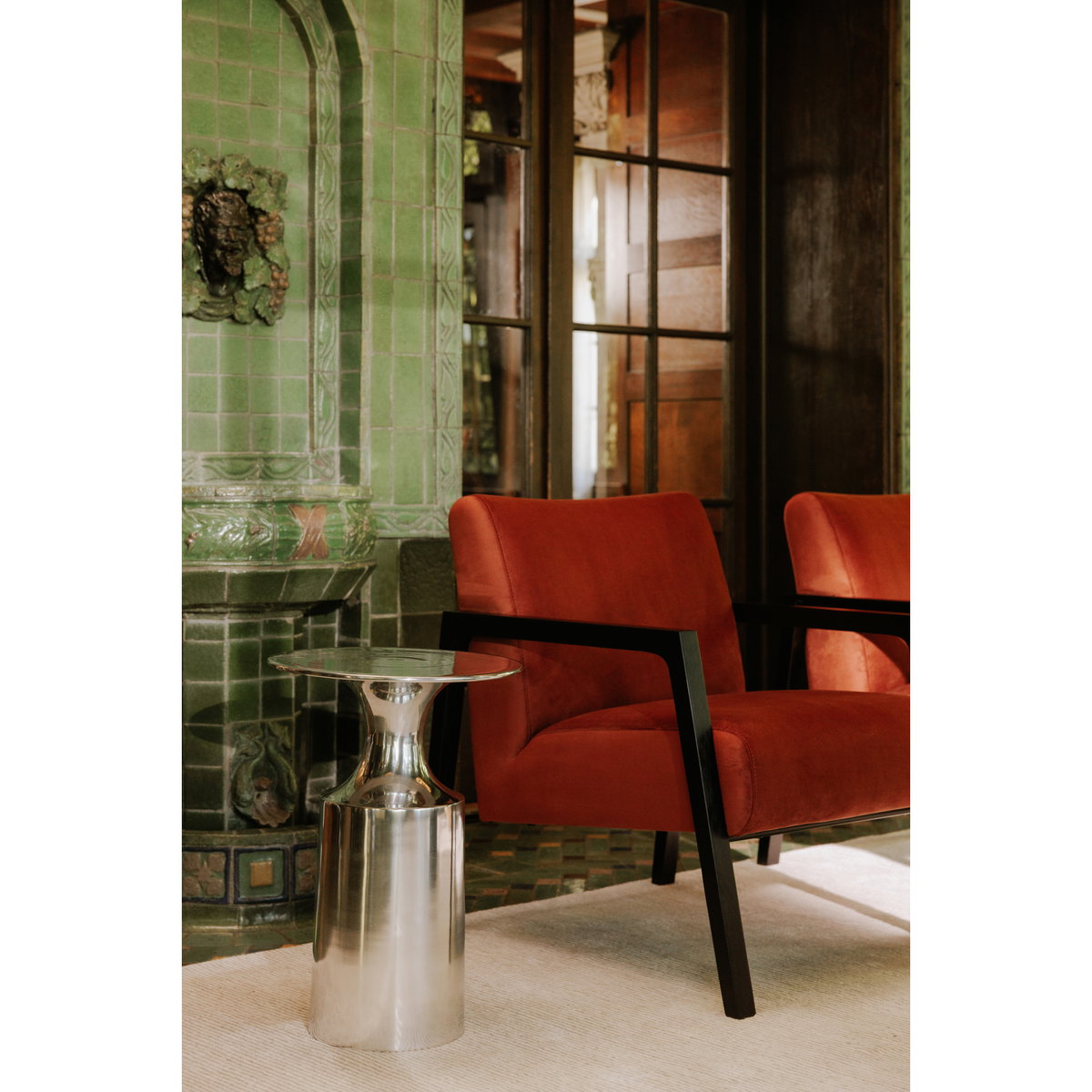 Rassa Accent Table Polished Silver, Side & End Table by Moe's Home, 14.5" width x 21" height x 14.5" depth View 4