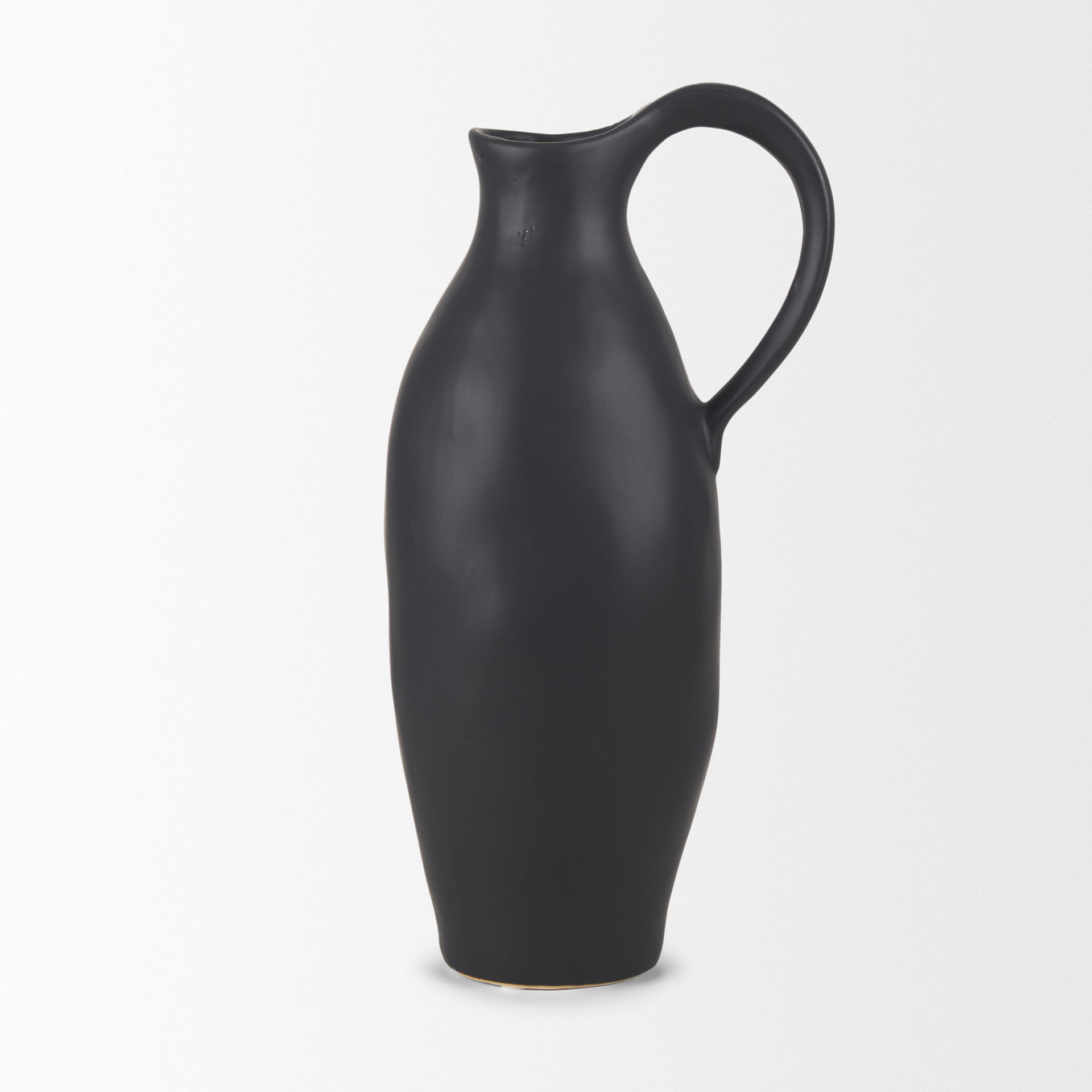 Valora Matte Black Ceramic Jug, Decorative Jar by Mercana, 7.09" length x 5.31" width x 14.76" height View 4